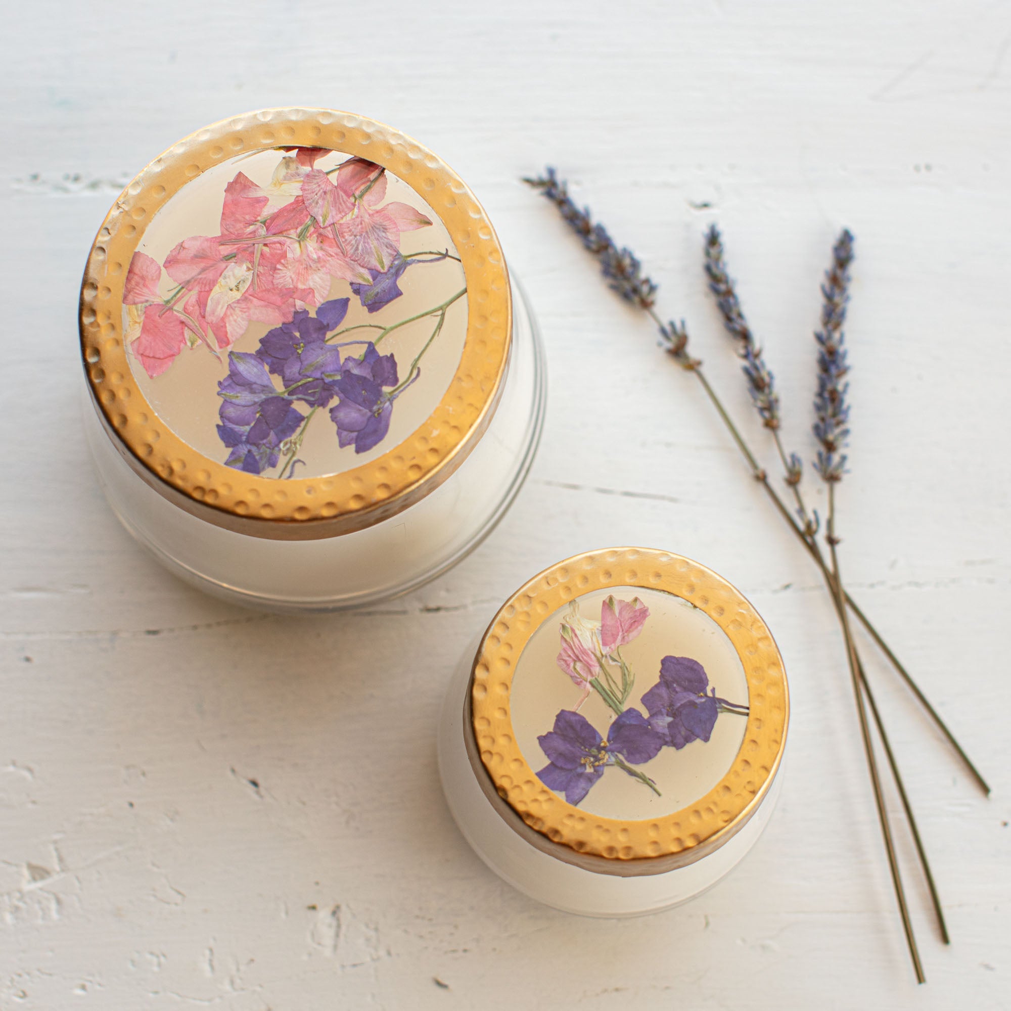 Accent Pressed Floral Candle - Roman Lavender