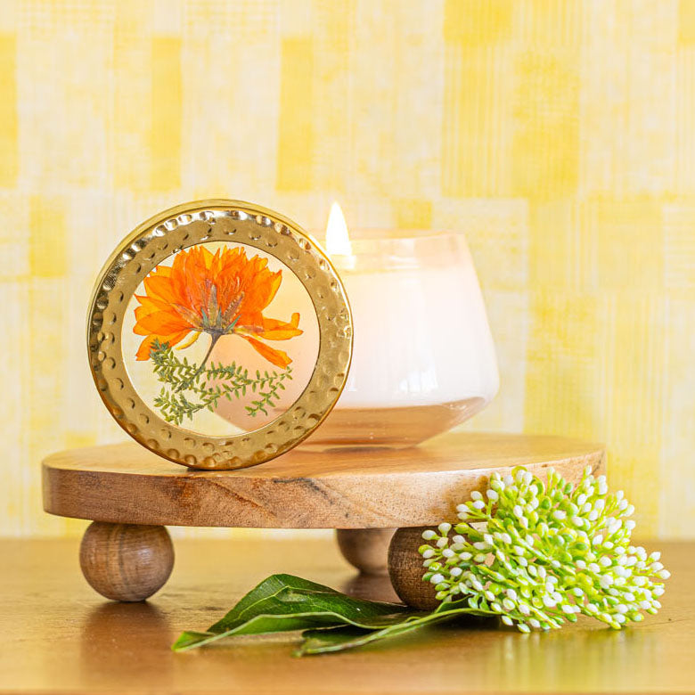 Petite Pressed Floral Candle - Sugared Citrus