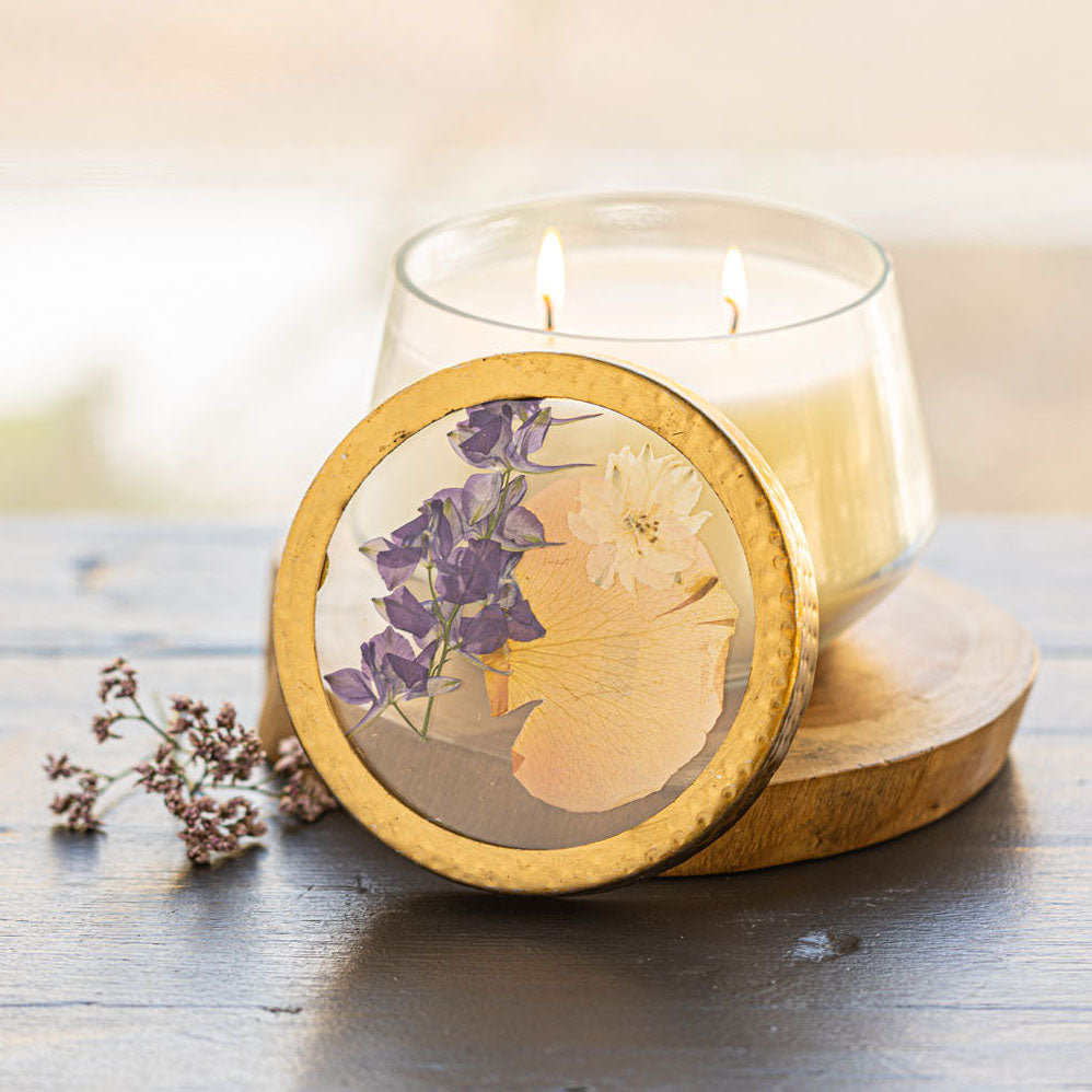 Signature Pressed Floral Candle - Vanilla Rain